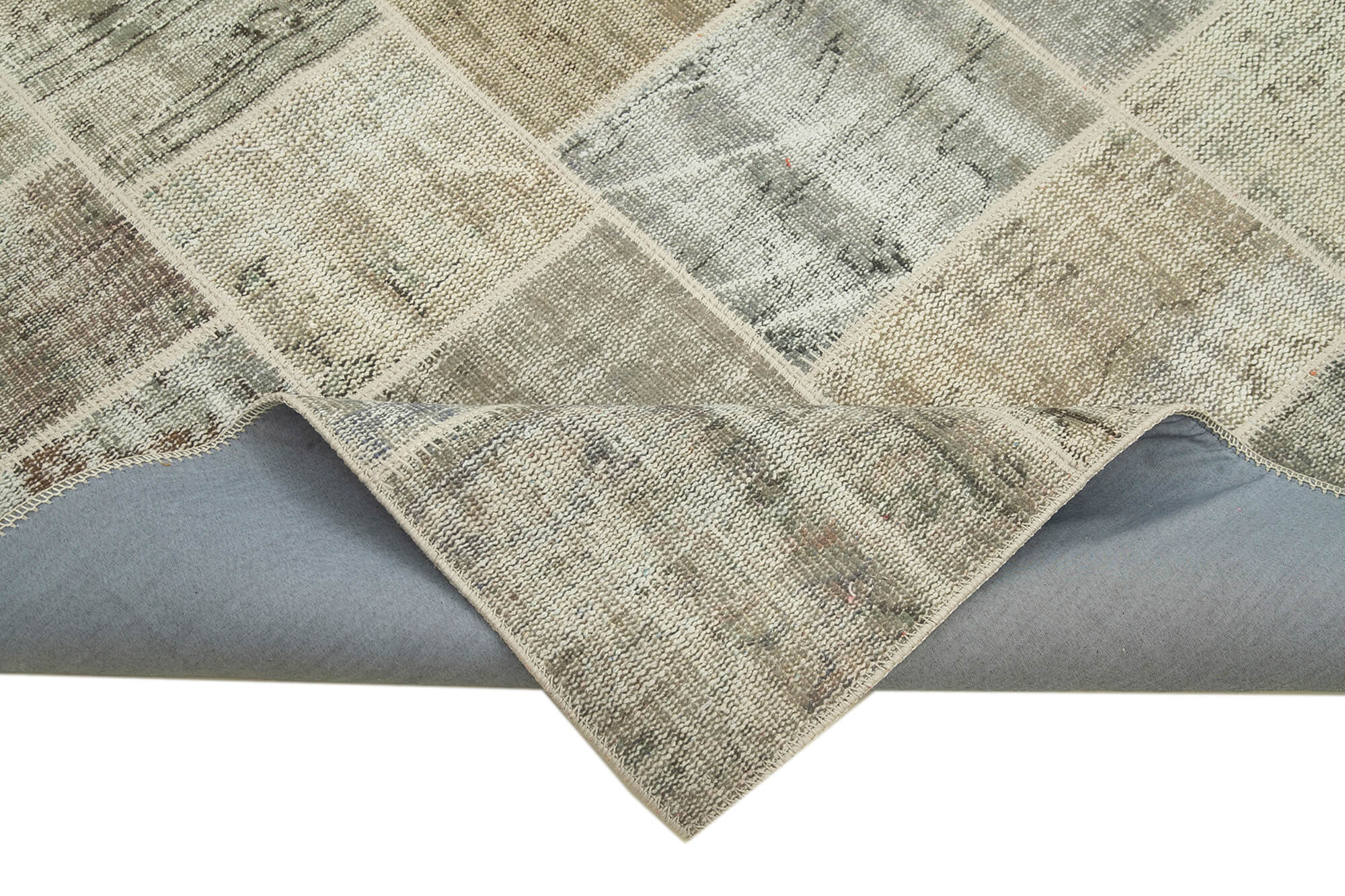 Handwoven anatolian contemporary 173 cm x 246 cm grey patchwork carpet