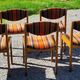 Set of 5 70s designer chairs in beech and orange and brown velvet Self éditeur