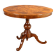 Antique round walnut table with a baluster central leg, Italy, 19th century.
