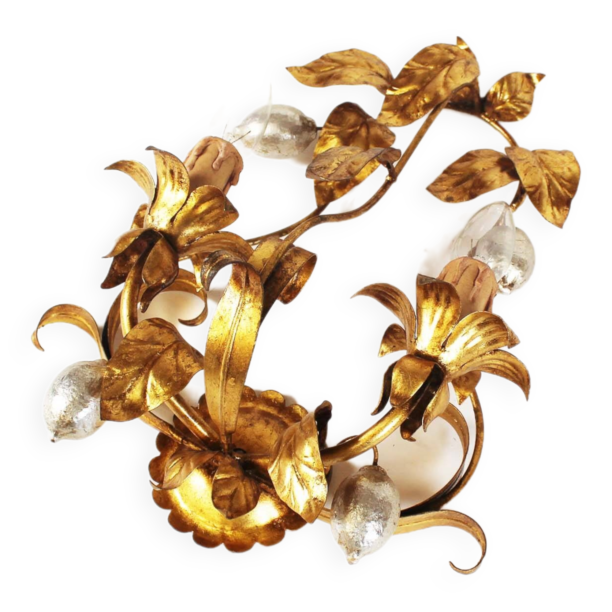 Wonderful vintage ‘citrus’ gilt wall sconce by Hans Kögl