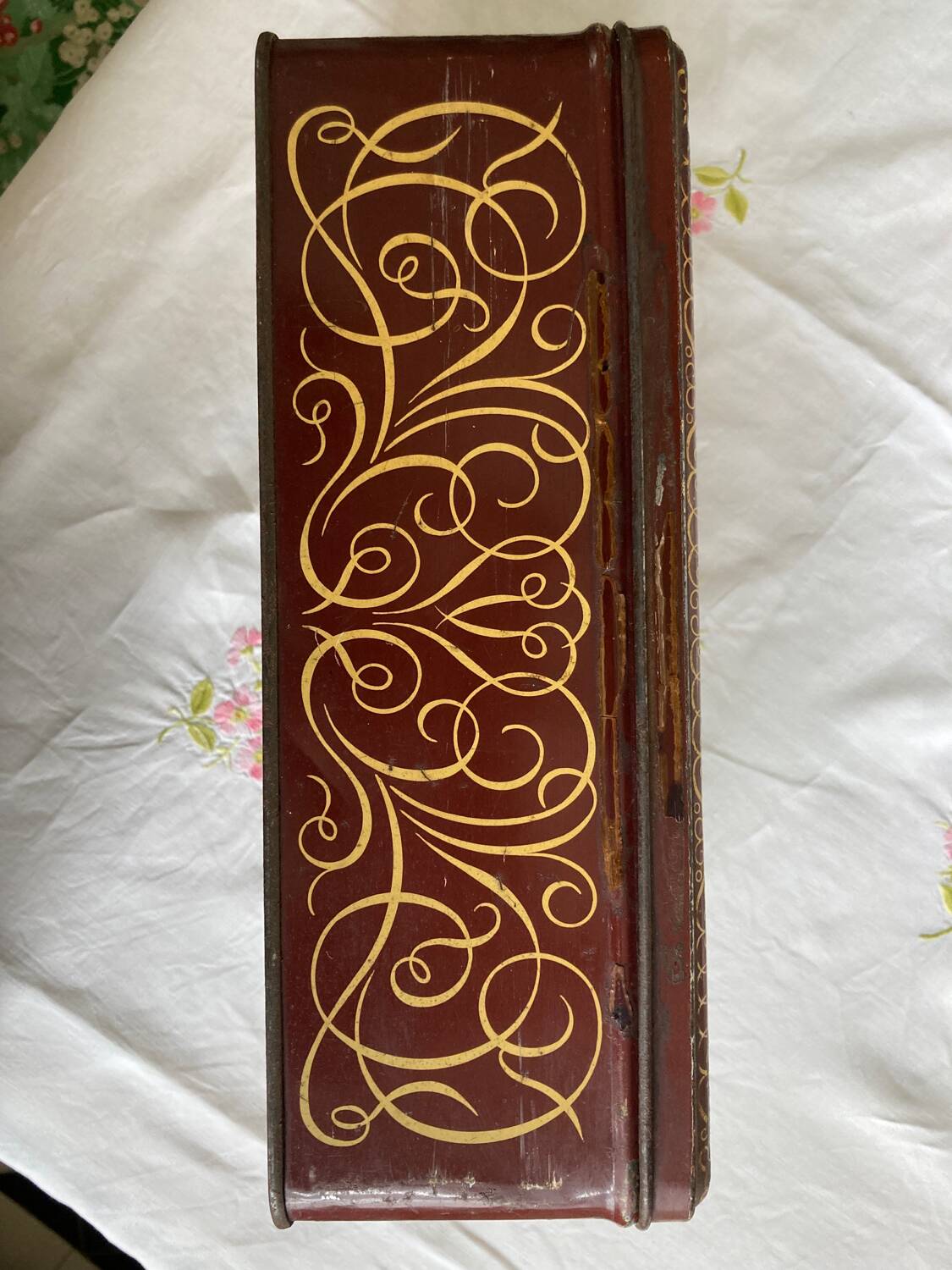 Metal box decorated with medieval pattern