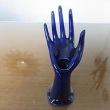 Signed blue ceramic soliflore hand