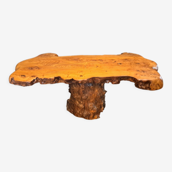 Coffee table signed in elm burl