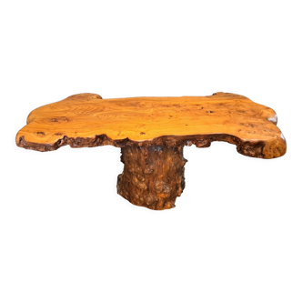 Coffee table signed in elm burl