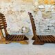 Pair of vintage folding chairs with slats, 1950-1960