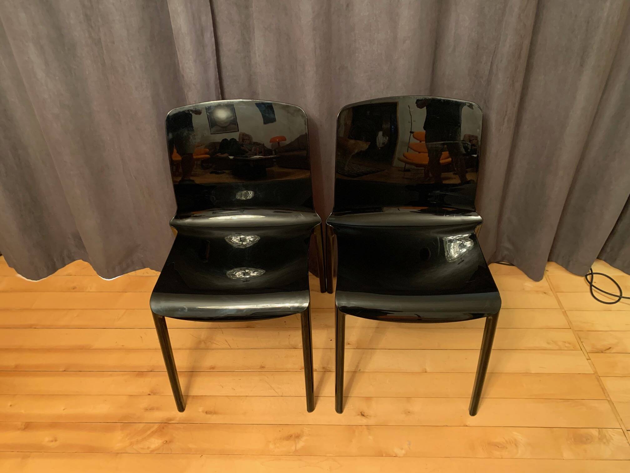 Pair of Tiffany chairs by Marcello Ziliani, Casprini, Italy.