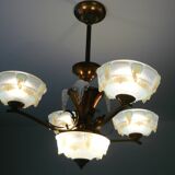 Ezan chandelier art deco opalescent glass