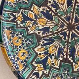 Morocco Ghotar Fez XVIIIth Polychrome earthenware blue, yellow, brown, green on a white background. 32.5 cm