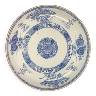 Assiette, plat creux porcelaine Compagnie Indes Chine blanc et bleu 19ème