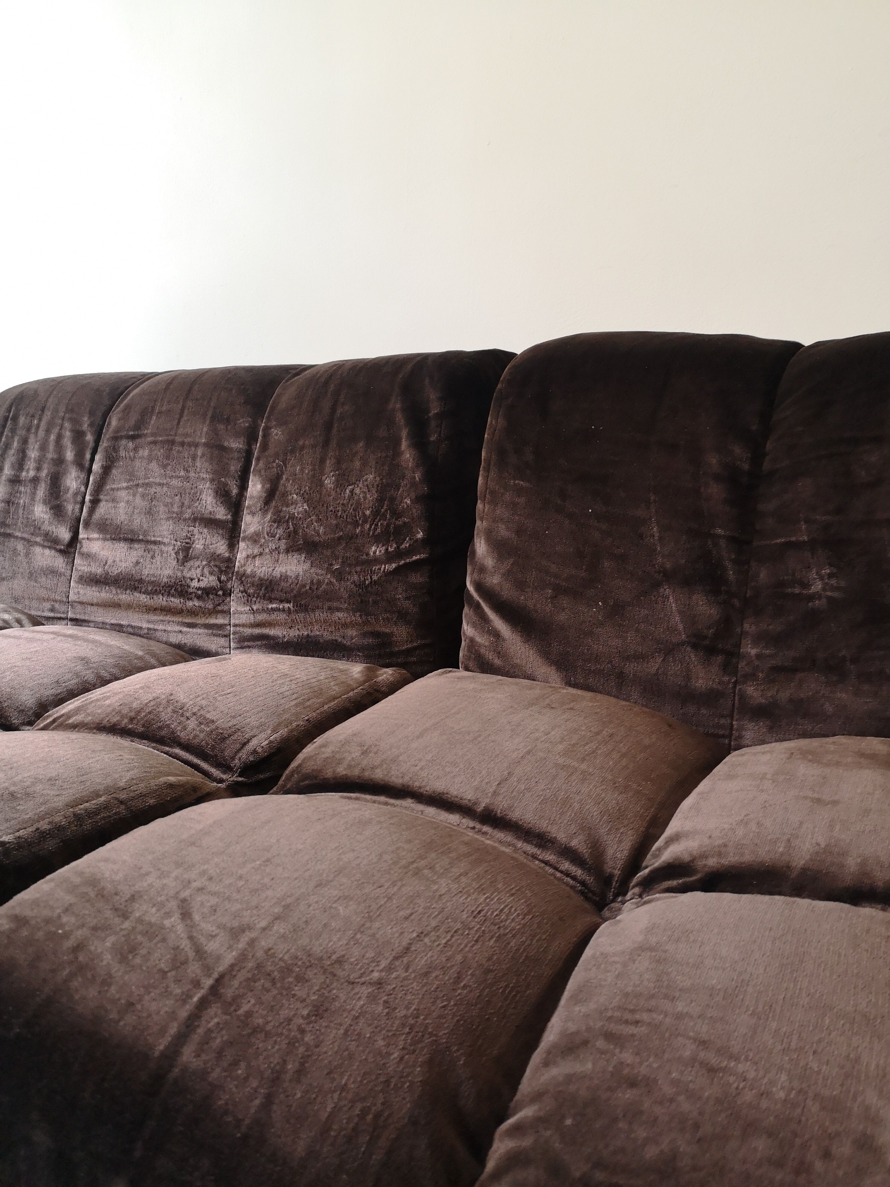 Modular sofa metal and velvet design 1970