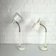 Pair of BJS desk lamps in white lacquered steel and brass – Sweden 1960s