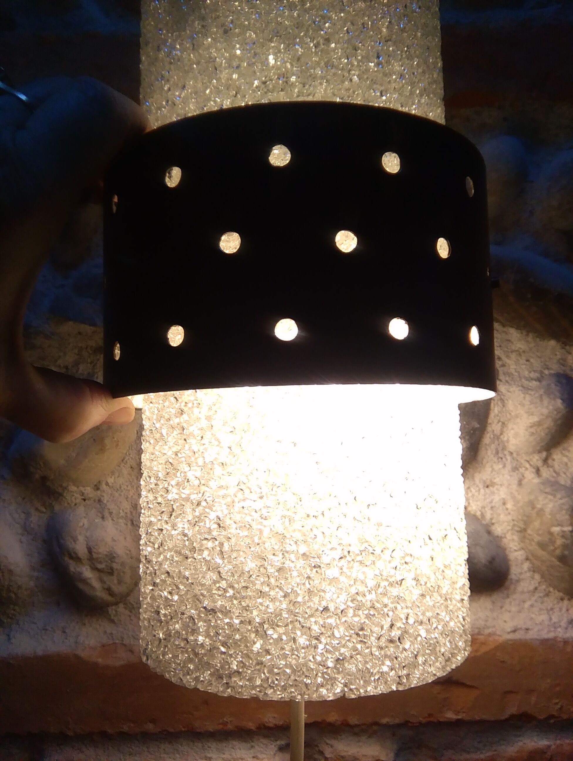 Granita  and perforated plate vintage hanging lamp