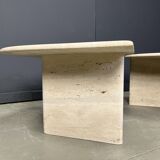 Pair of vintage travertine coffee tables or side tables, 1970s