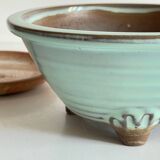 Vintage ceramic tripod pot and saucer