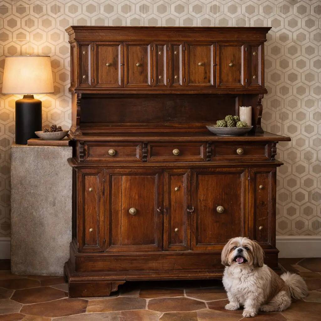 Baroque buffet in walnut and poplar, Italy, 18th century.