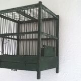 Wooden bird cage with feeder