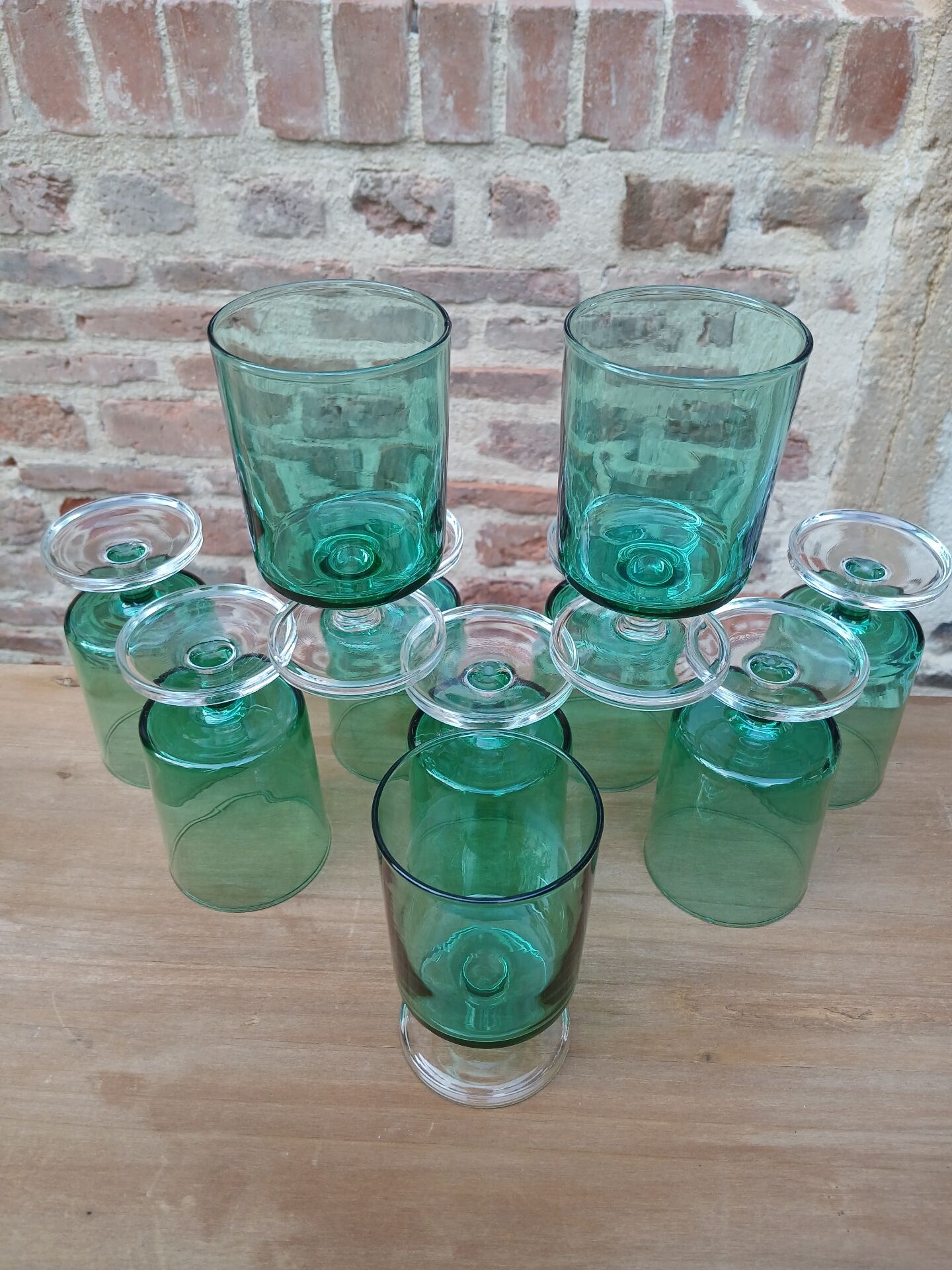 10 antique Luminarc stemmed glasses
