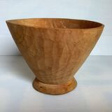 Asymmetrical basket empty pocket carved wood handcrafted