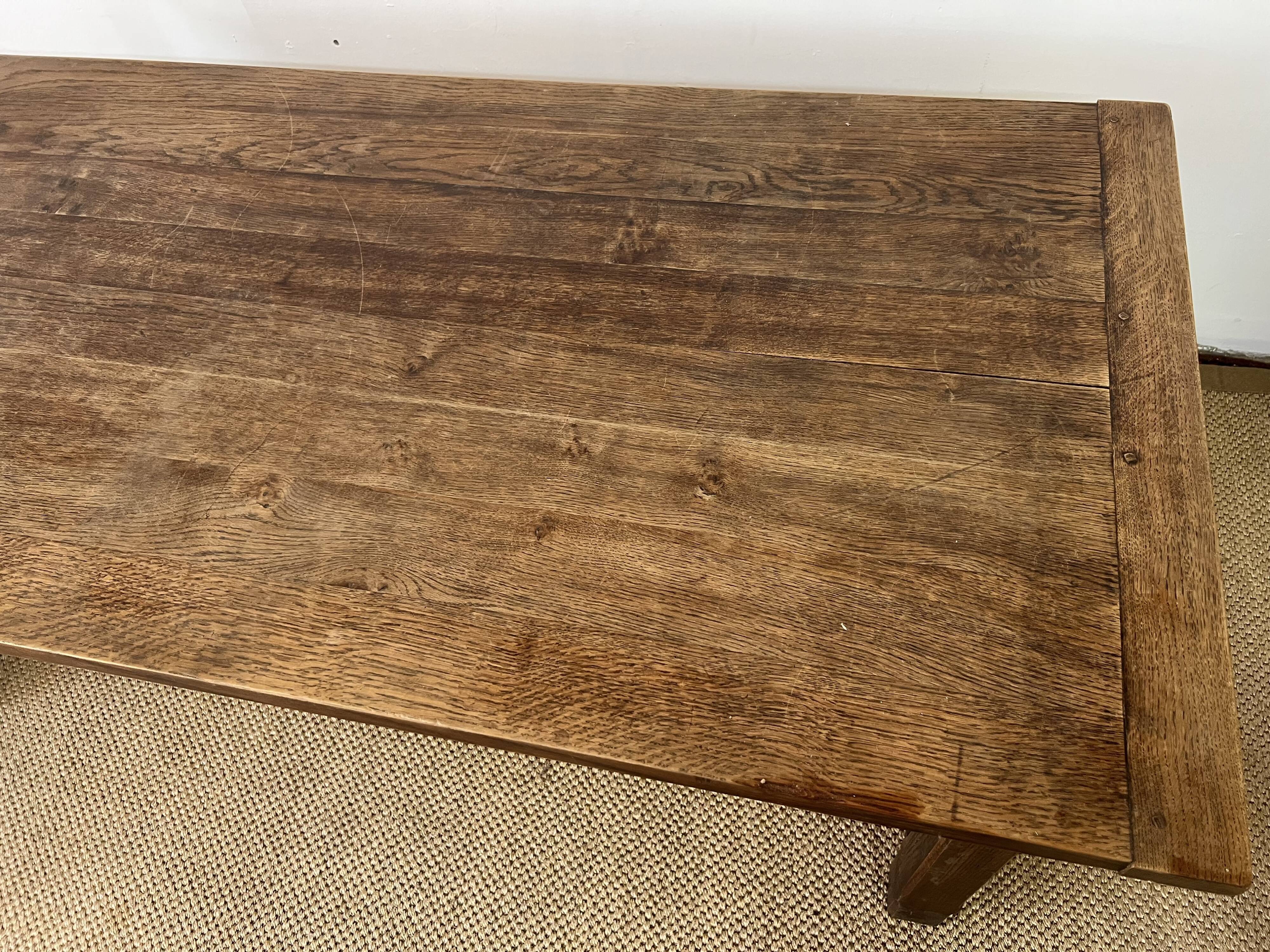 Wooden farmhouse table