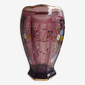 Vase en cristal fleurs début XXème