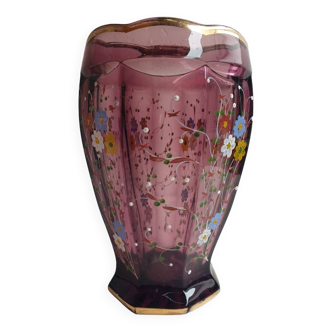 Vase en cristal fleurs début XXème