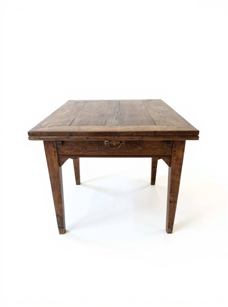 Rustic solid wood table: Elegance and functionality for your family meals, 19th century.