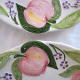 2 vintage apple barbotine plates signed Francesco Guarino