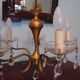 Suspension 5 lights, gold metal, glass cups with glass grapevines