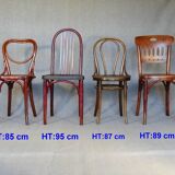 Set of 4 Thonet and Mundus Bistrot chairs 1910 to 1930