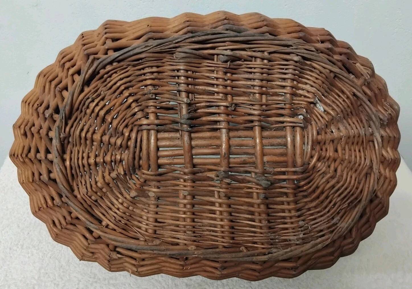 Antique Wicker Basket with Vintage Handle