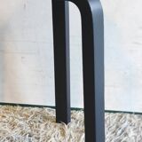 Designer stool in black lacquered solid wood - 80s/90s