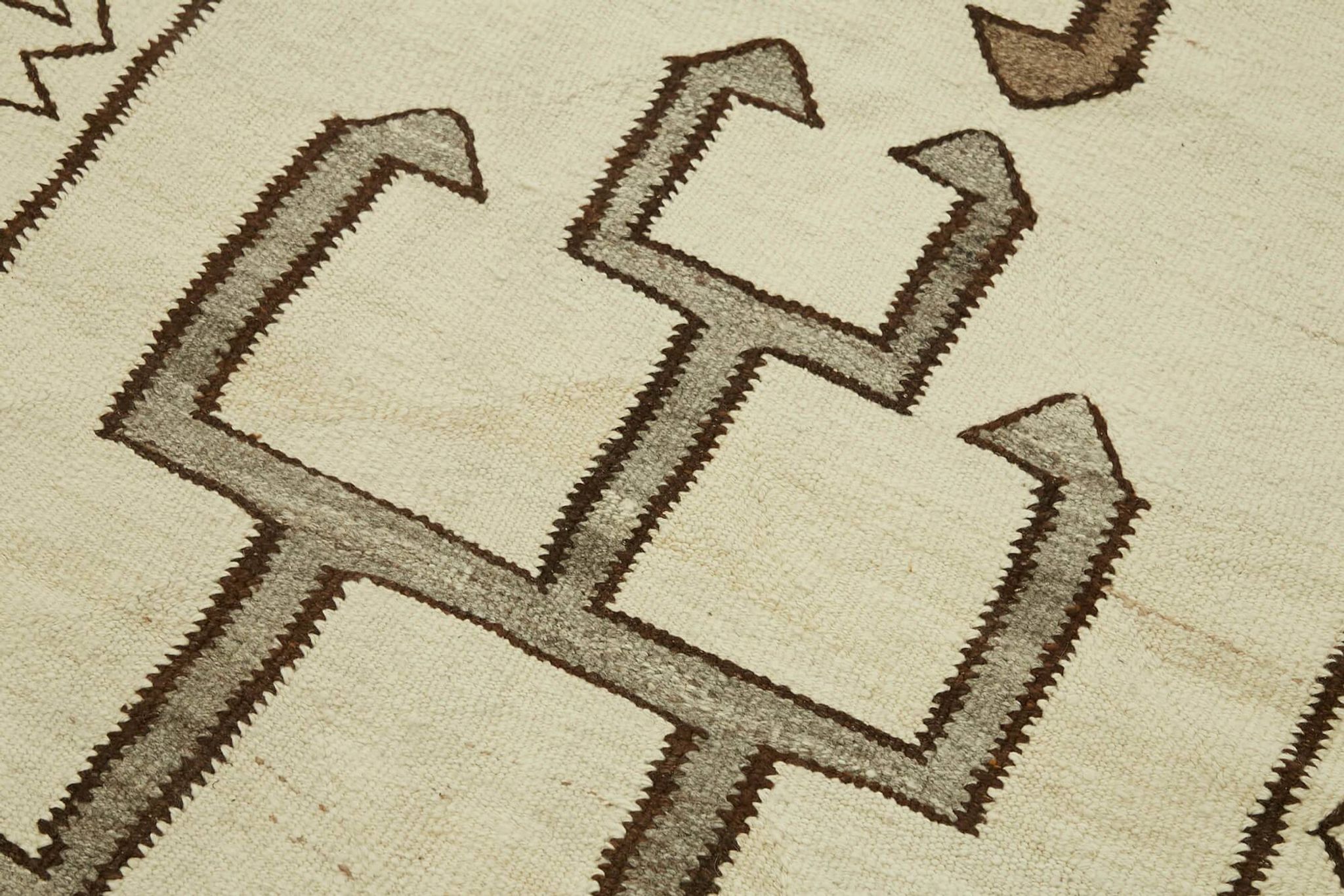 Turkish Handwoven Vintage Herki Kilim 110 cm x 356 cm