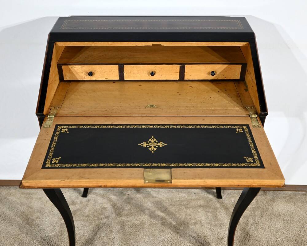 Blackened pearwood and amboyna sloping desk, Napoleon III period, mid-19th century
