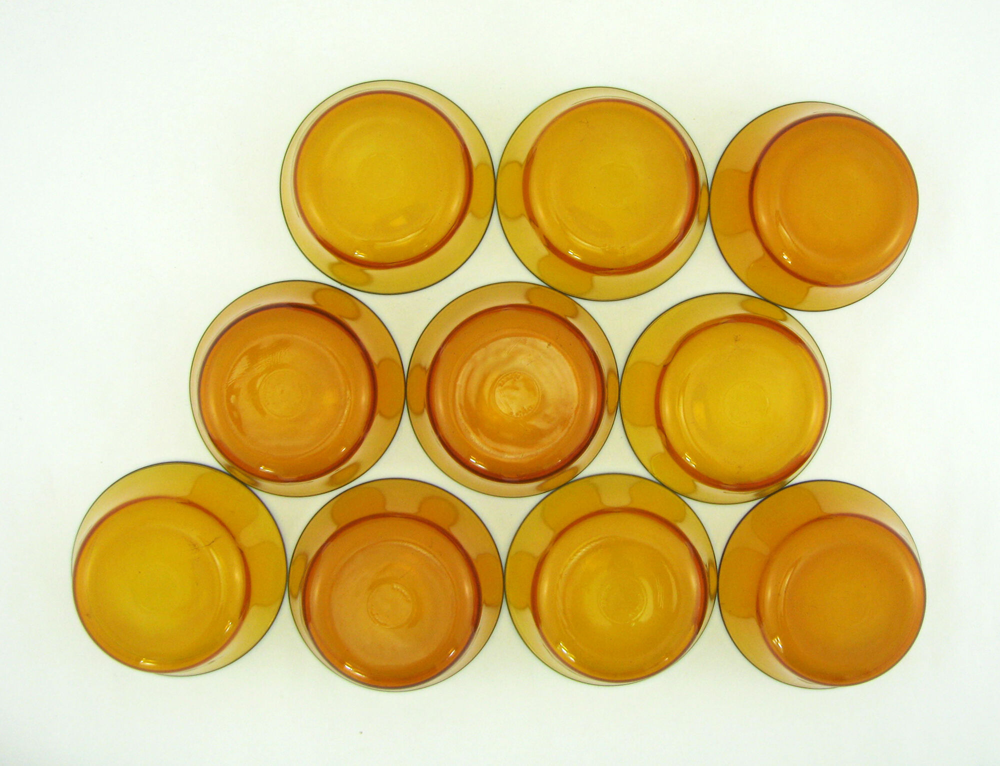 10 amber yellow tempered glass cups - Duralex France - vintage 70s