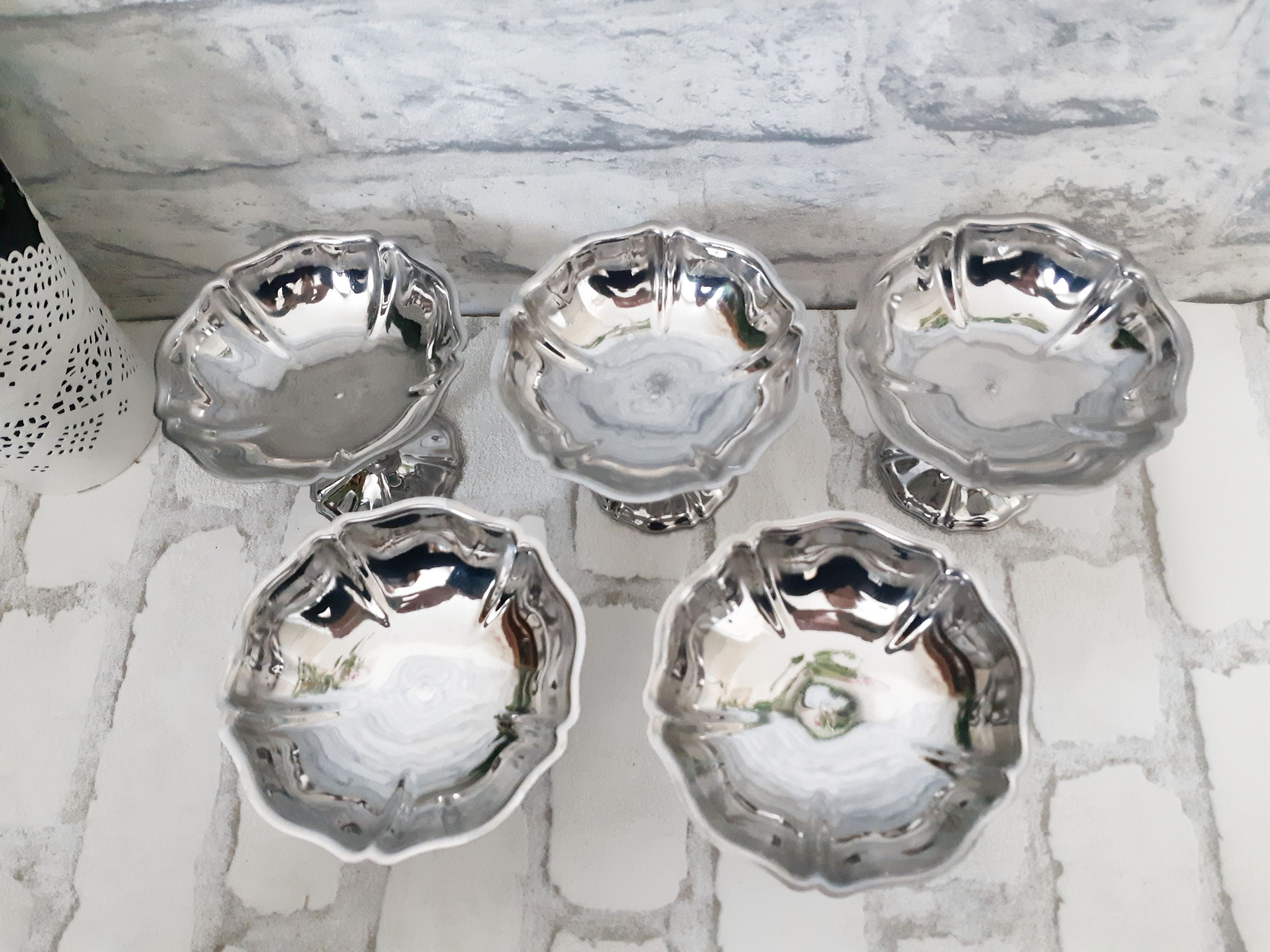 Ice cream cups or vintage sorbet, stainless steel, 70s