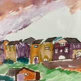 Framed landscape painting