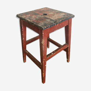 Old stool, burgundy, wabi-sabi