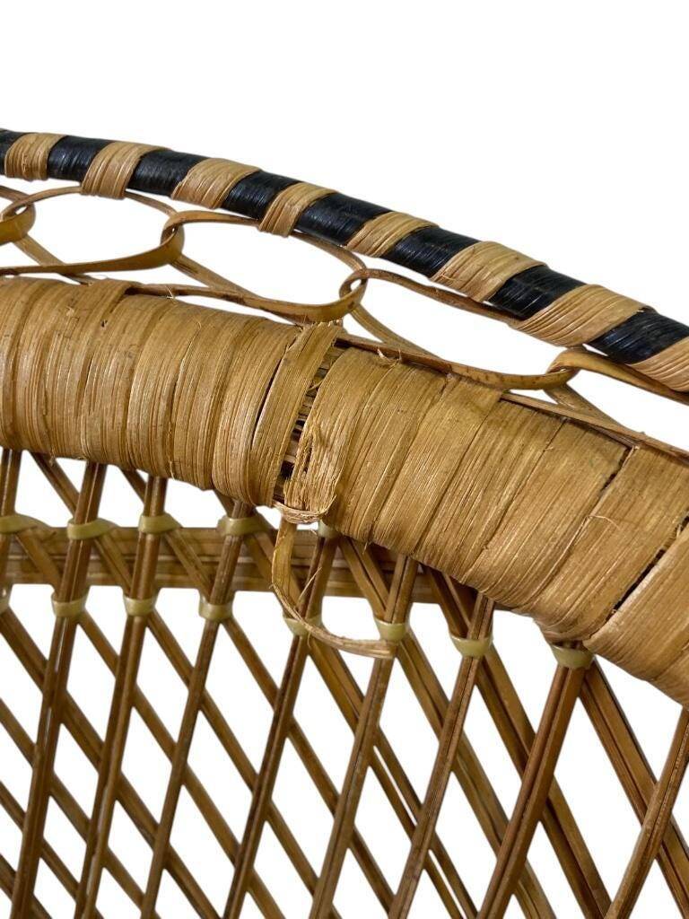 Emmanuelle Vintage Wicker Peacock Lounge Chair