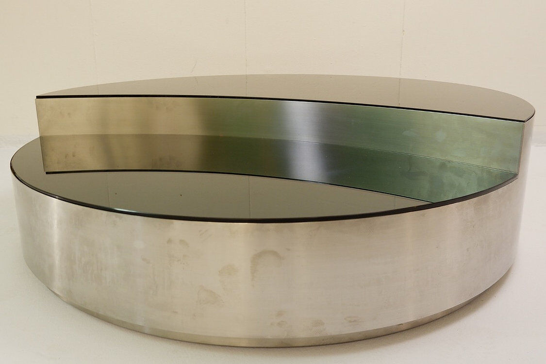 Chrome and smoked glass coffee table 1970
