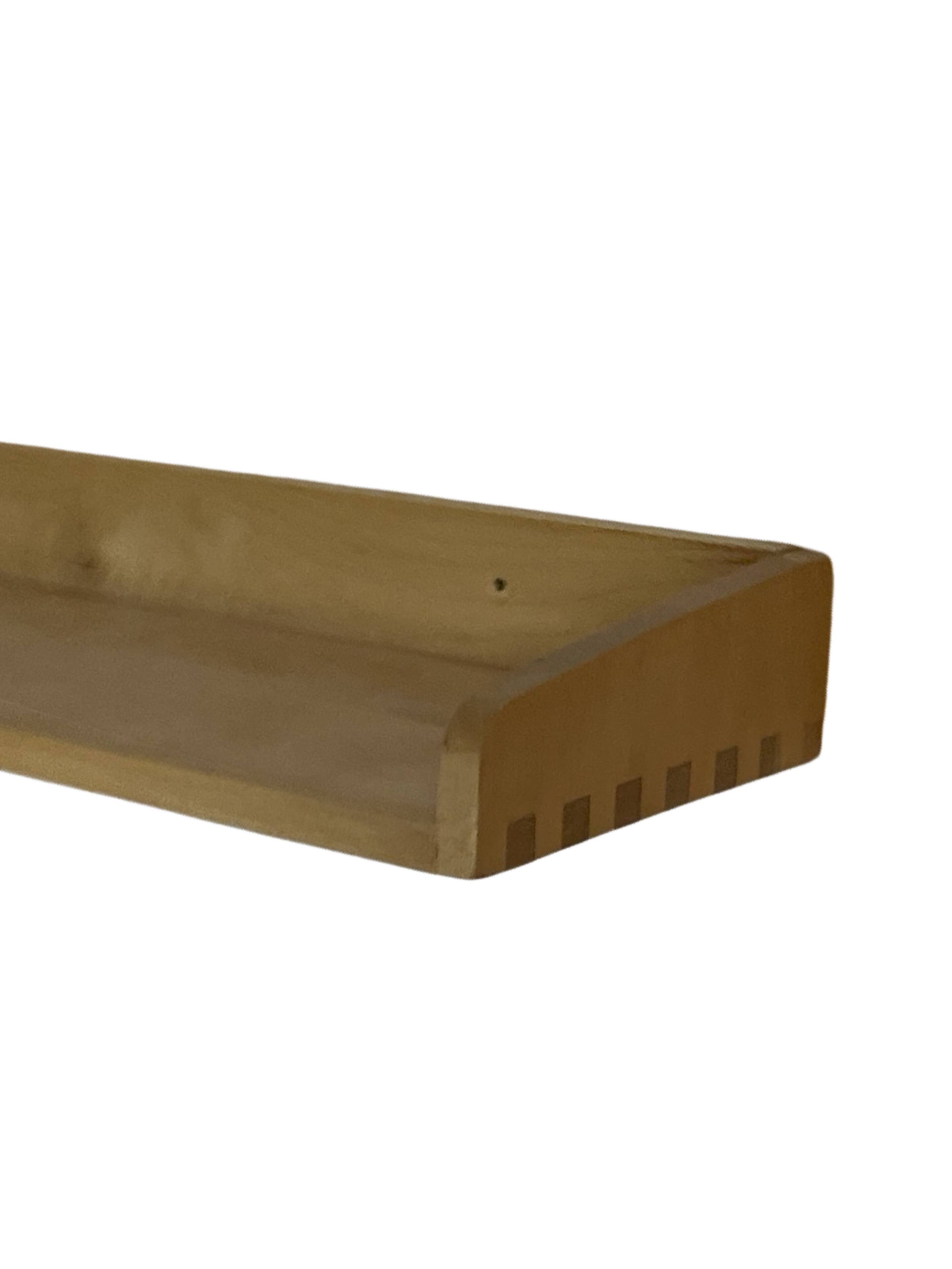 Vintage wooden wall shelve rack bookshelf in pinewood