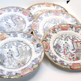 Set of 6 dessert plates model canton of B.F-boch frères, Belgium, late 19th