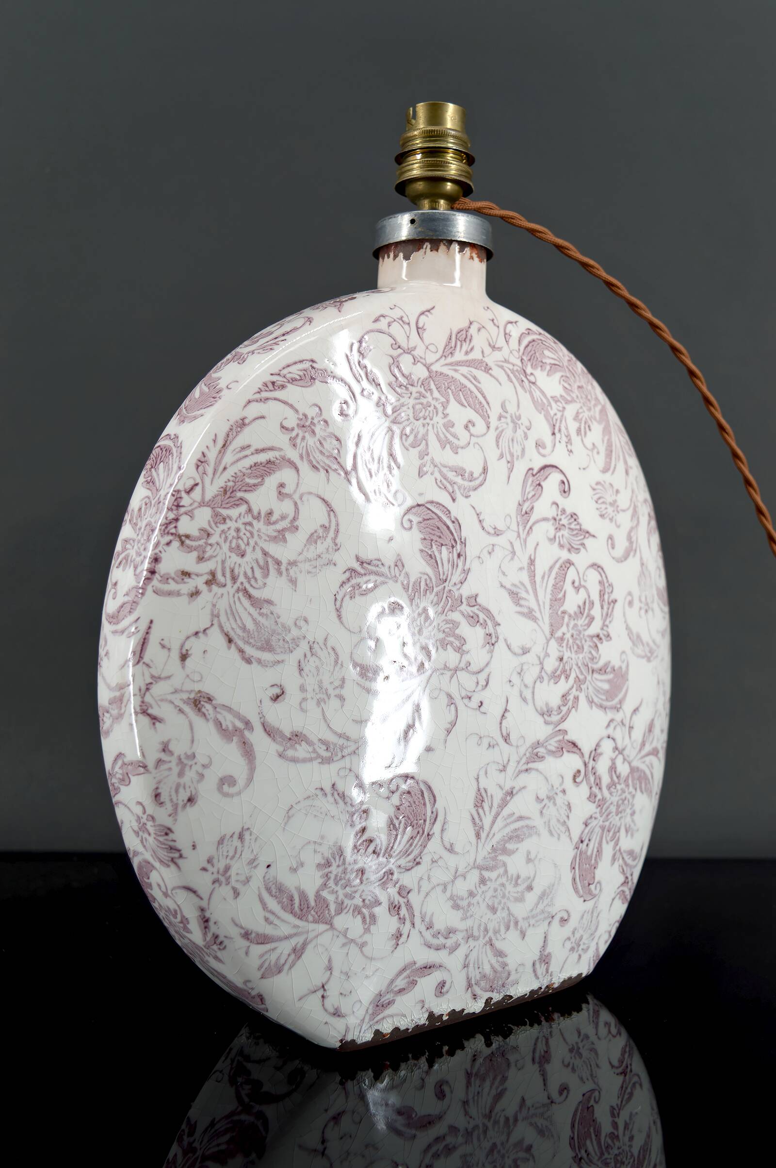 Ceramic lamp, crackled enamel, Shabby Chic, 20th century