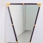 Modern Black Lacquer Metal Triangle Mirror, 1970s