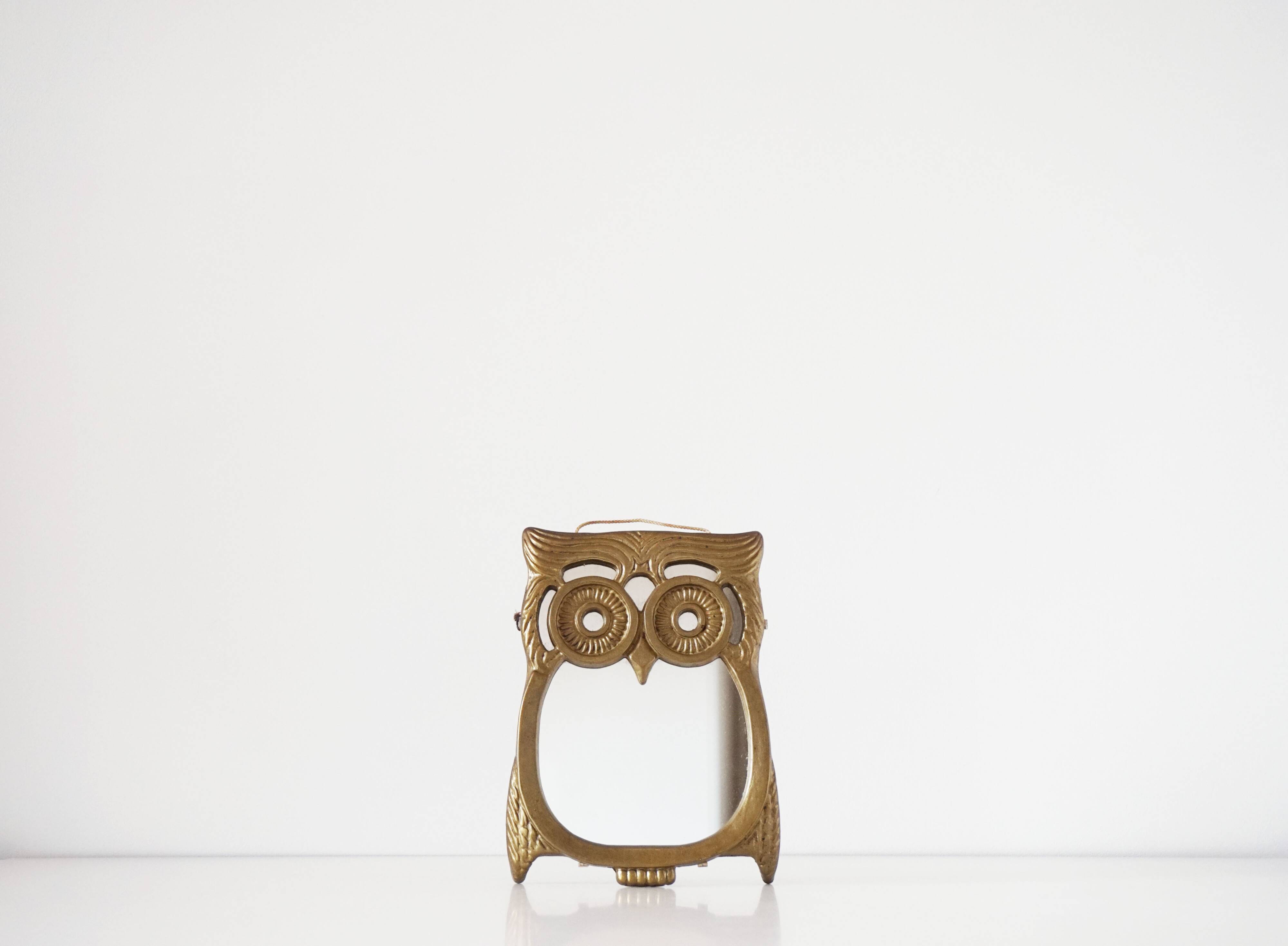 Brass owl mirror