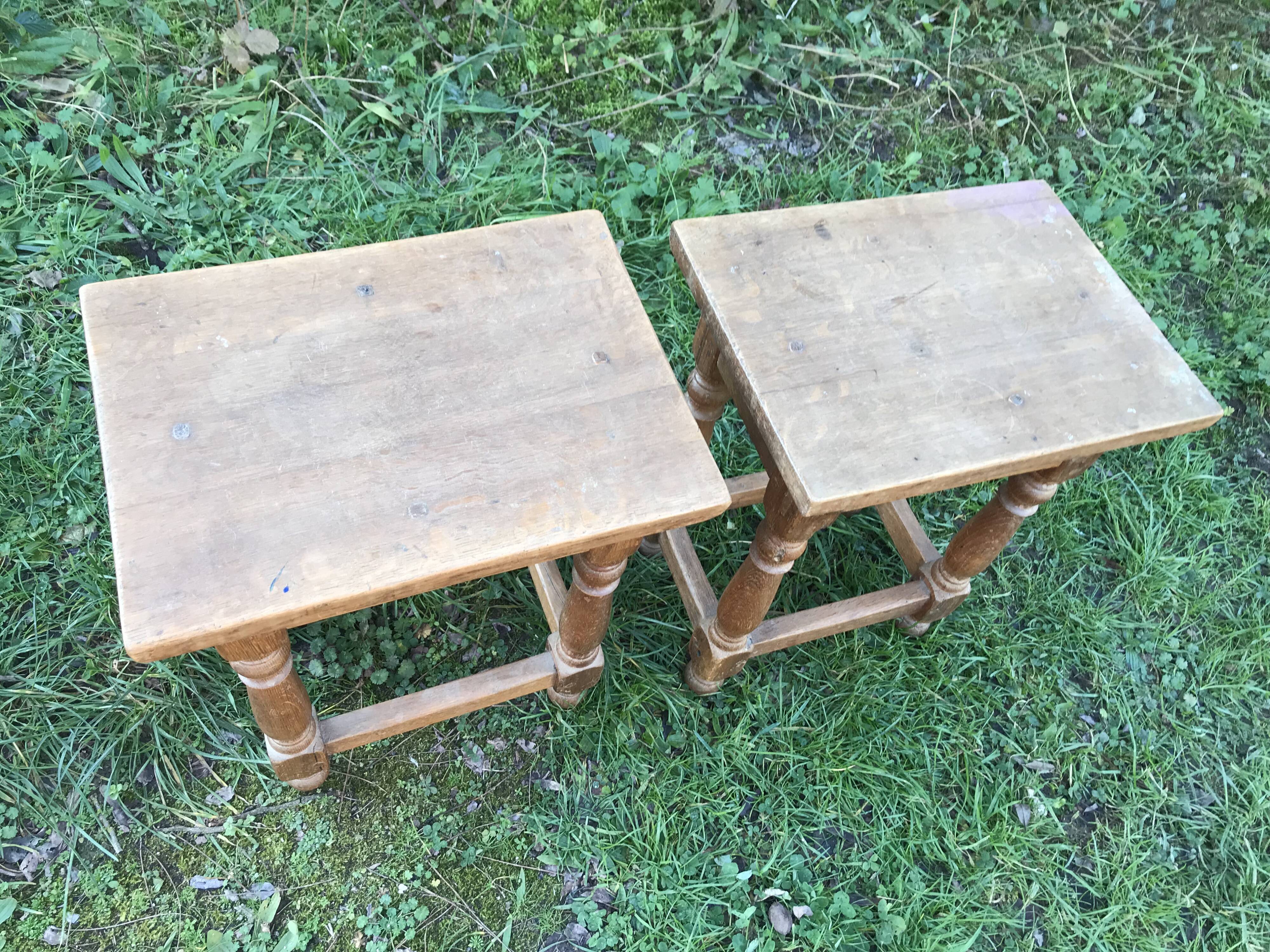 Pair of Louis XIII oak stools
