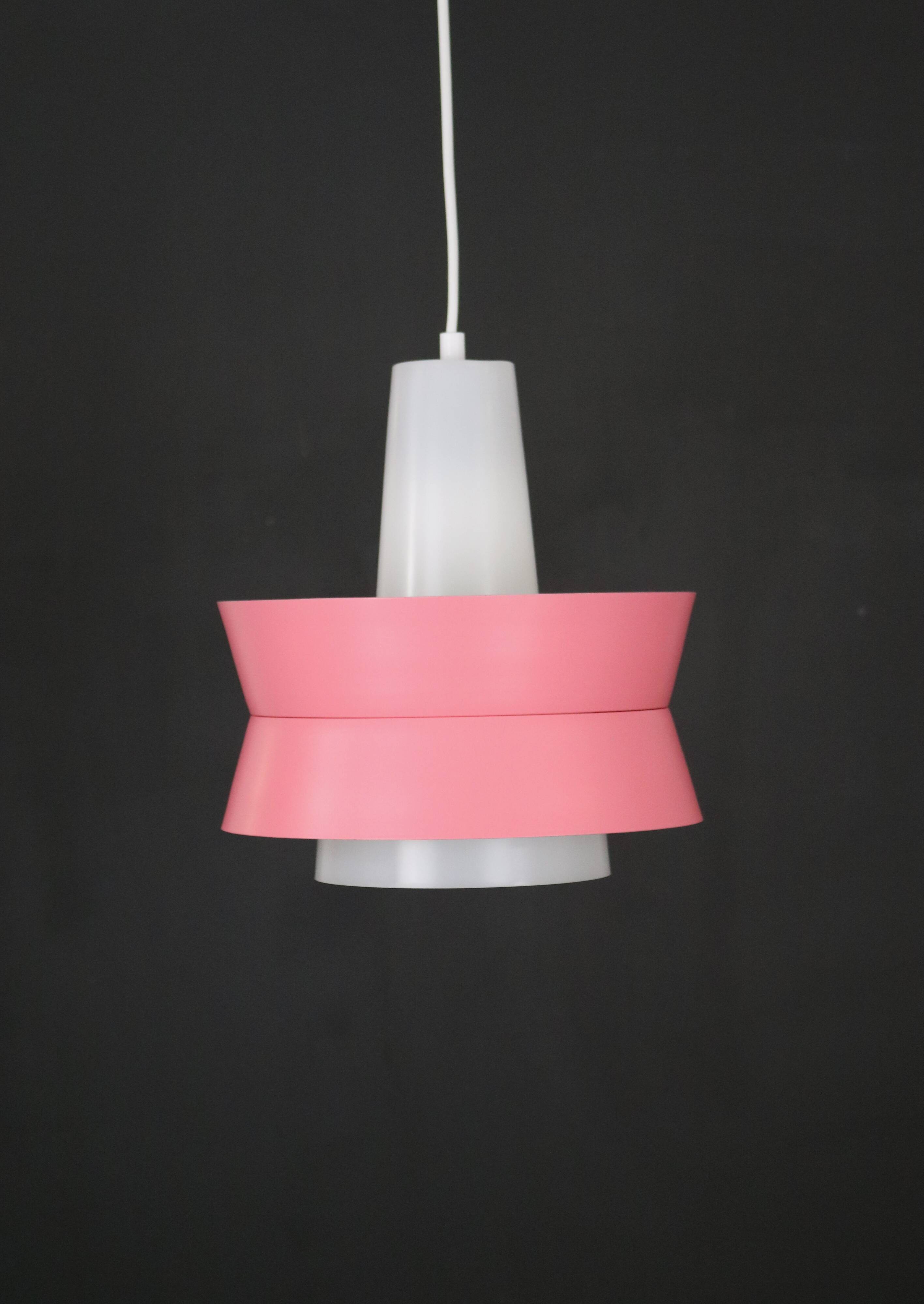 Superbe plafonnier danois rose restauré *** Design danois *** unique *** Danemark années 1970