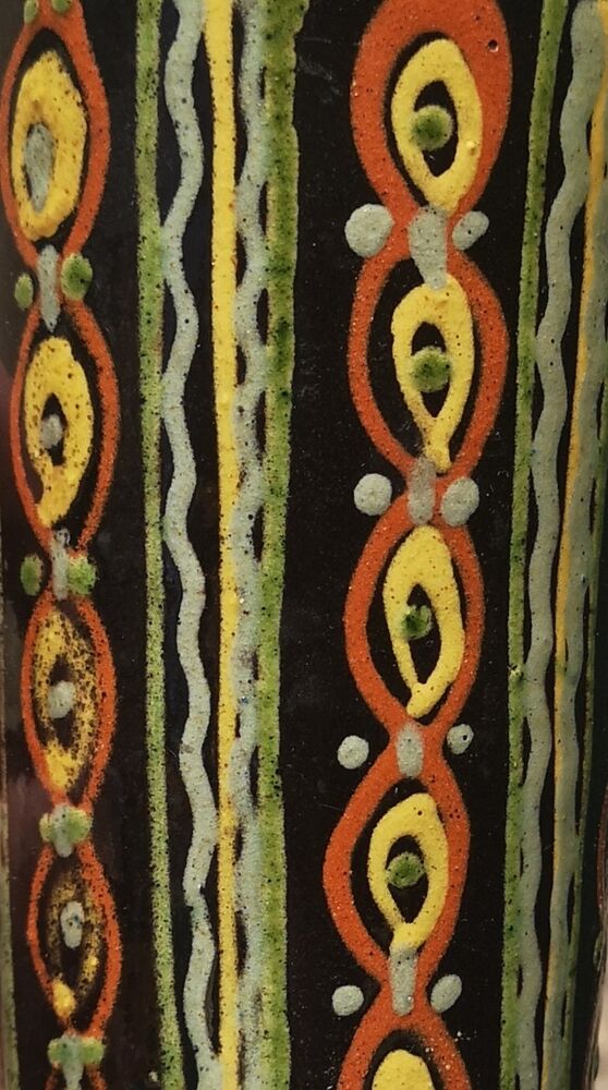 Enamelled terracotta vase - Signed 1950s