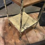 Former industrial metal and solid oak bedside