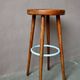 Vintage 60s bar stool in blue lacquered wood and metal.