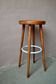 Vintage 60s bar stool in blue lacquered wood and metal.